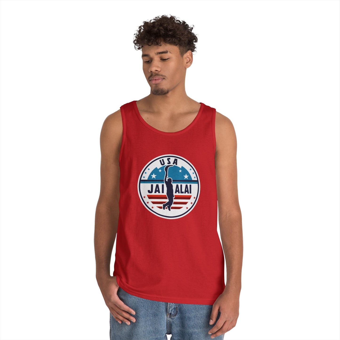 USA Jai Alai Team  Heavy Cotton Tank Top